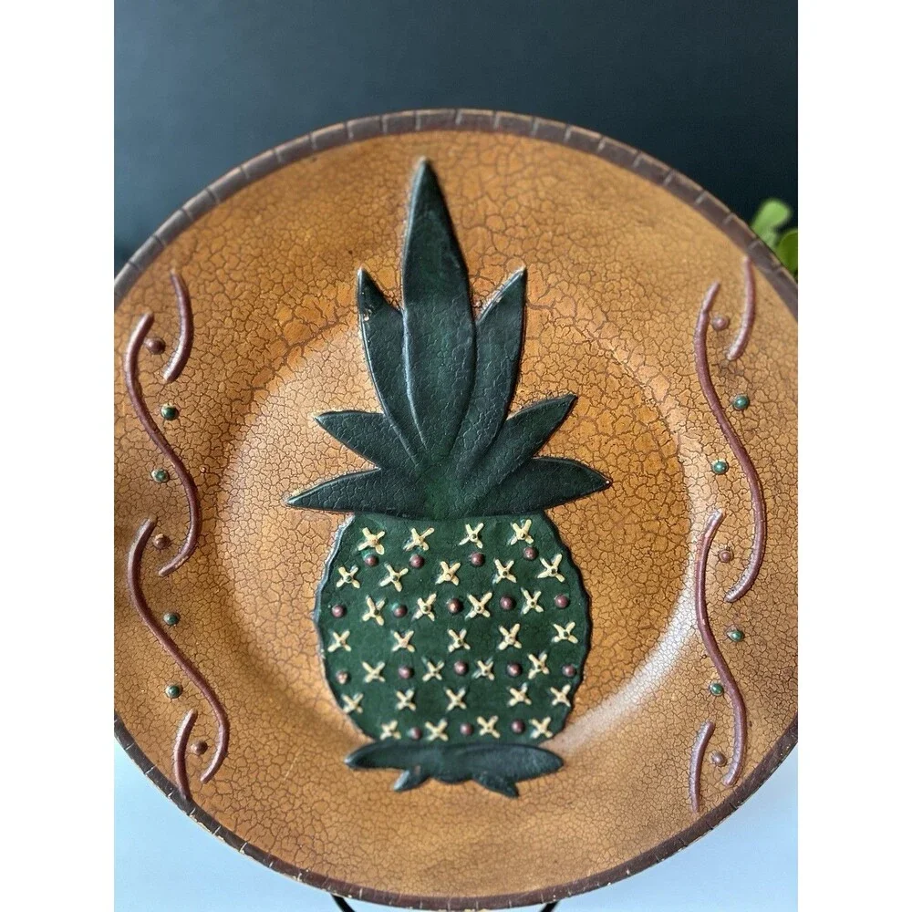 Ragon House Pineapple Plate Folk Art Rustic Cottagecore Primitive Decor EC +🎁